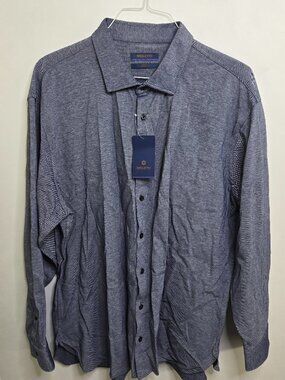 Broletto Trim Fit Dress Shirt 18.5 18 1/2 34 35 Blue Long Sleeve Button Front
